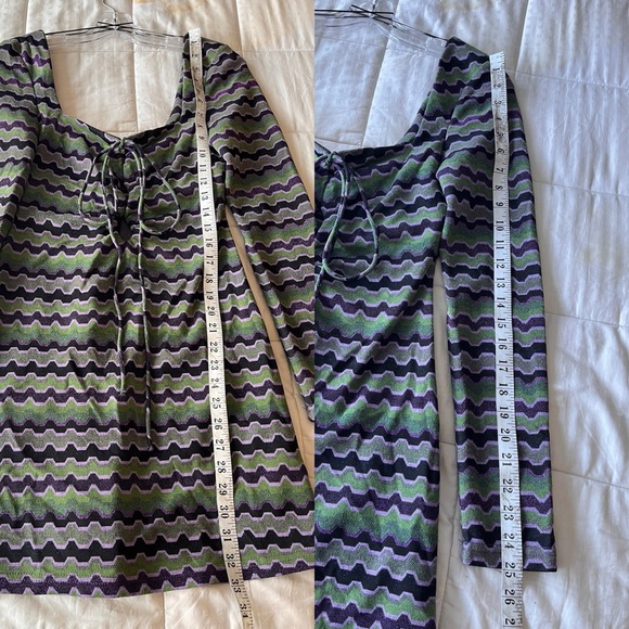 NWOT Zara Sparkle Geo Stripes Zig Zag Pattern Mini Dress S Purple Green - Picture 15 of 15